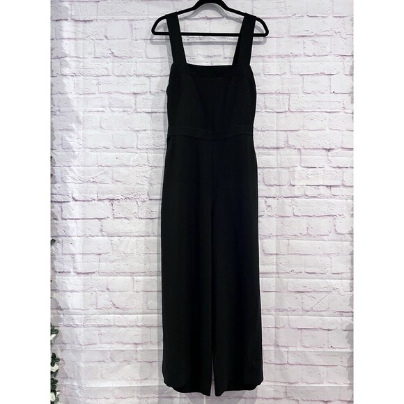 Madewell Womens Size 12 Apron Bow Back Jumpsuit Wide Leg Black Relaxed Fit - Picture 2 of 15